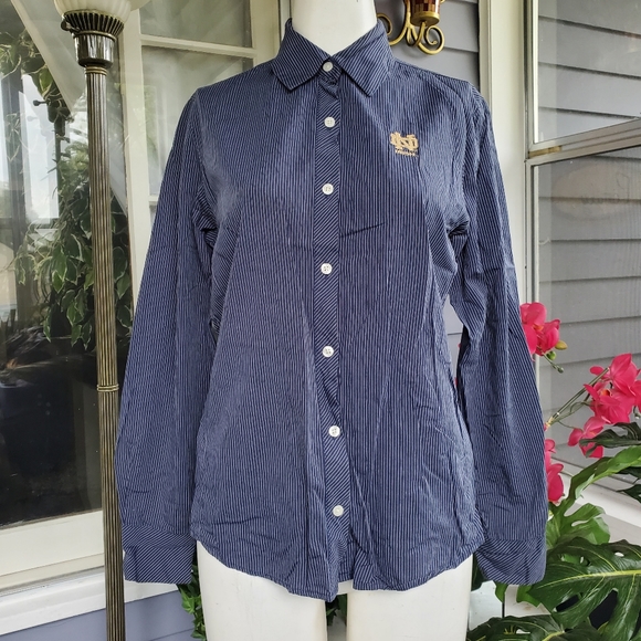 Lady Vesi Embroidered Notre Dame Fighting Irish Dress Shirt Cotton Size Small - Picture 8 of 8